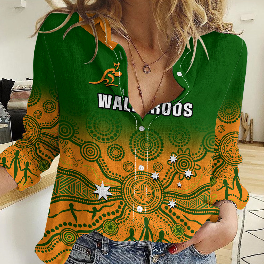 Personalised Australia Rugby Women Casual Shirt Go Wallaroos Pacific Indigenous Version 2023 LT14