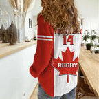 Personalised Canada Rugby Women Casual Shirt Go Canucks Maple Leaf Pacific 2023 LT14