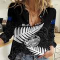 Aotearoa Rugby Women Casual Shirt Go Black Fern Pacific NZ Maori 2023 LT14