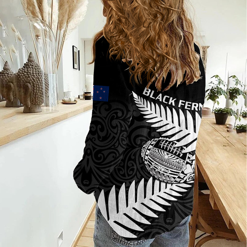 Aotearoa Rugby Women Casual Shirt Go Black Fern Pacific NZ Maori 2023 LT14