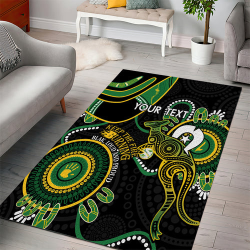 Custom Matildas NAIDOC Week Area Rug Australia Kangaroo Keep The Fire Burning - Black