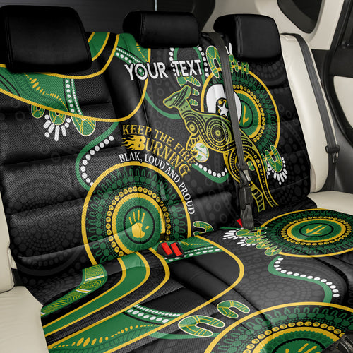 Custom Matildas NAIDOC Week Back Car Seat Cover Australia Kangaroo Keep The Fire Burning - Black