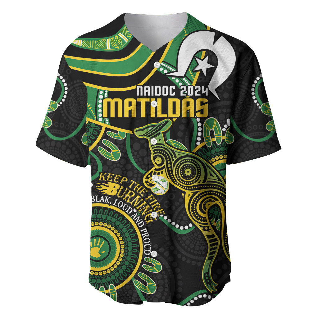 Custom Matildas NAIDOC Week Baseball Jersey Australia Kangaroo Keep The Fire Burning - Black