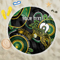 Custom Matildas NAIDOC Week Beach Blanket Australia Kangaroo Keep The Fire Burning - Black