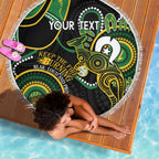 Custom Matildas NAIDOC Week Beach Blanket Australia Kangaroo Keep The Fire Burning - Black