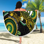 Custom Matildas NAIDOC Week Beach Blanket Australia Kangaroo Keep The Fire Burning - Black