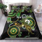 Custom Matildas NAIDOC Week Bedding Set Australia Kangaroo Keep The Fire Burning - Black