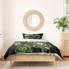 Custom Matildas NAIDOC Week Bedding Set Australia Kangaroo Keep The Fire Burning - Black