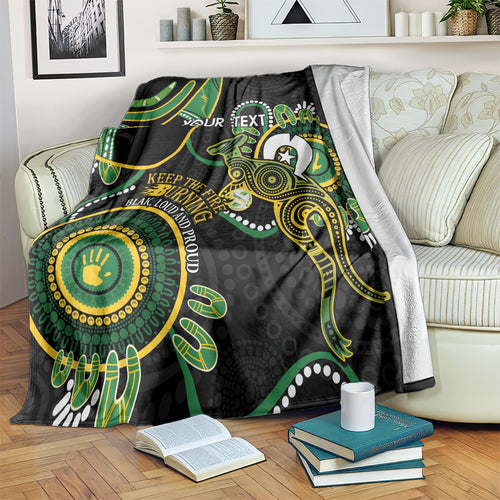 Custom Matildas NAIDOC Week Blanket Australia Kangaroo Keep The Fire Burning - Black
