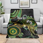 Custom Matildas NAIDOC Week Blanket Australia Kangaroo Keep The Fire Burning - Black