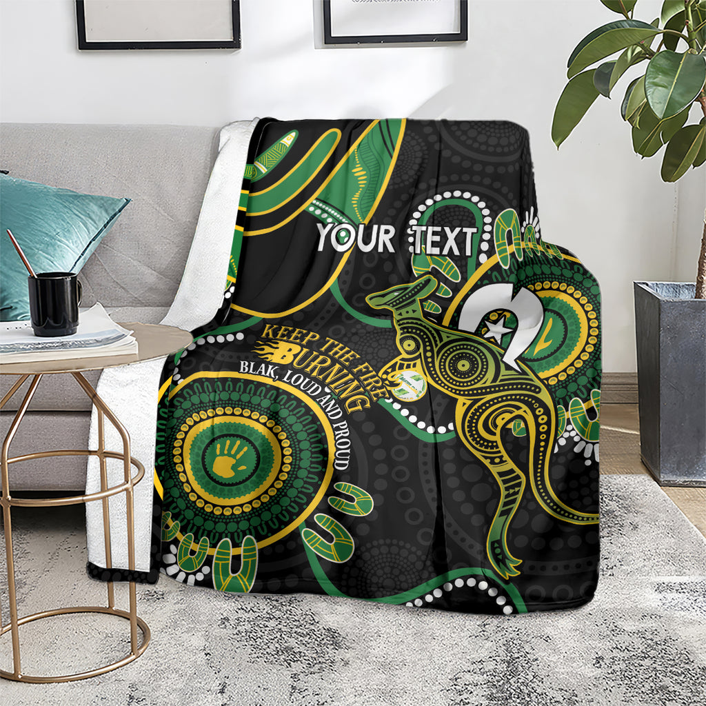 Custom Matildas NAIDOC Week Blanket Australia Kangaroo Keep The Fire Burning - Black