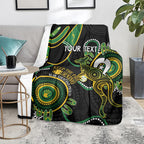 Custom Matildas NAIDOC Week Blanket Australia Kangaroo Keep The Fire Burning - Black