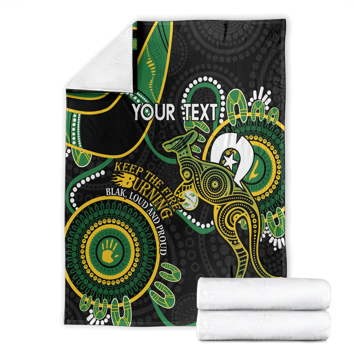 Custom Matildas NAIDOC Week Blanket Australia Kangaroo Keep The Fire Burning - Black