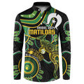 Custom Matildas NAIDOC Week Button Sweatshirt Australia Kangaroo Keep The Fire Burning - Black