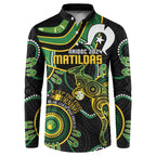 Custom Matildas NAIDOC Week Button Sweatshirt Australia Kangaroo Keep The Fire Burning - Black
