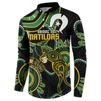 Custom Matildas NAIDOC Week Button Sweatshirt Australia Kangaroo Keep The Fire Burning - Black