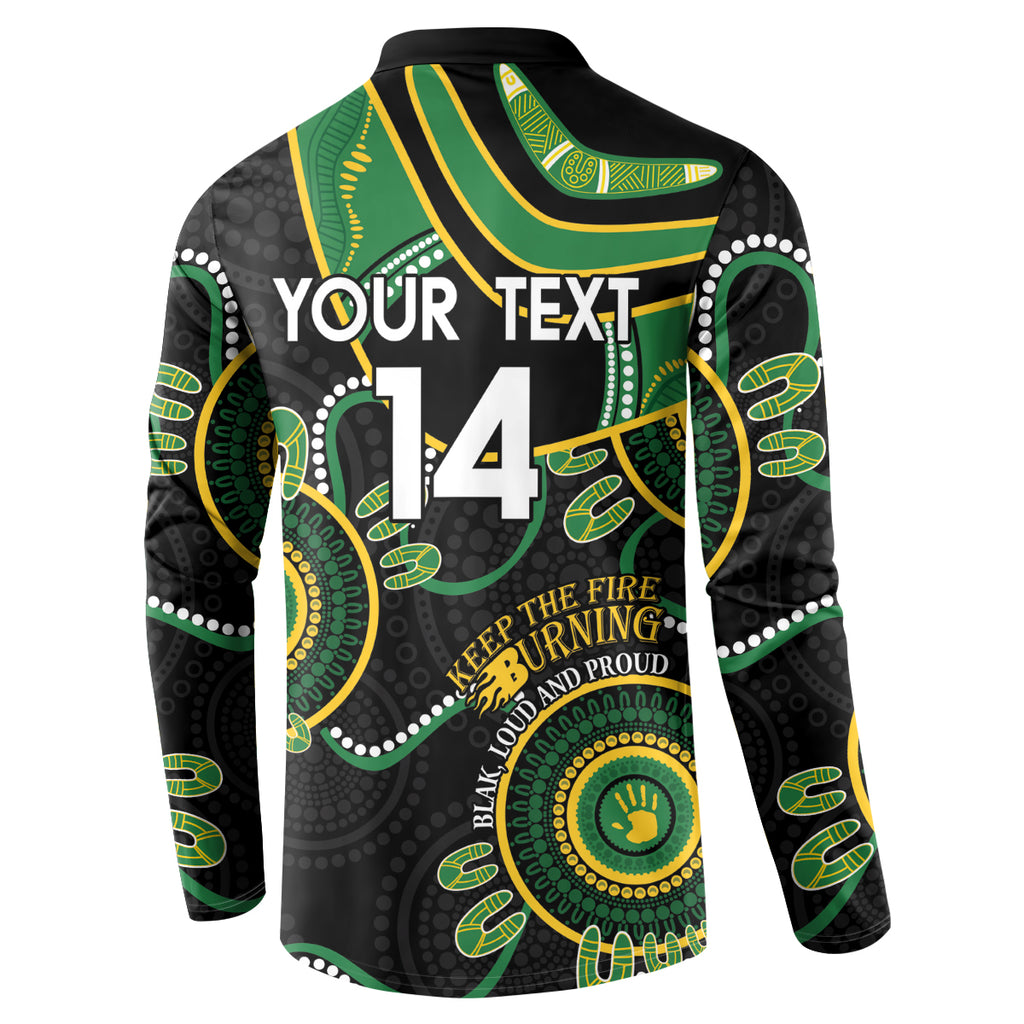 Custom Matildas NAIDOC Week Button Sweatshirt Australia Kangaroo Keep The Fire Burning - Black