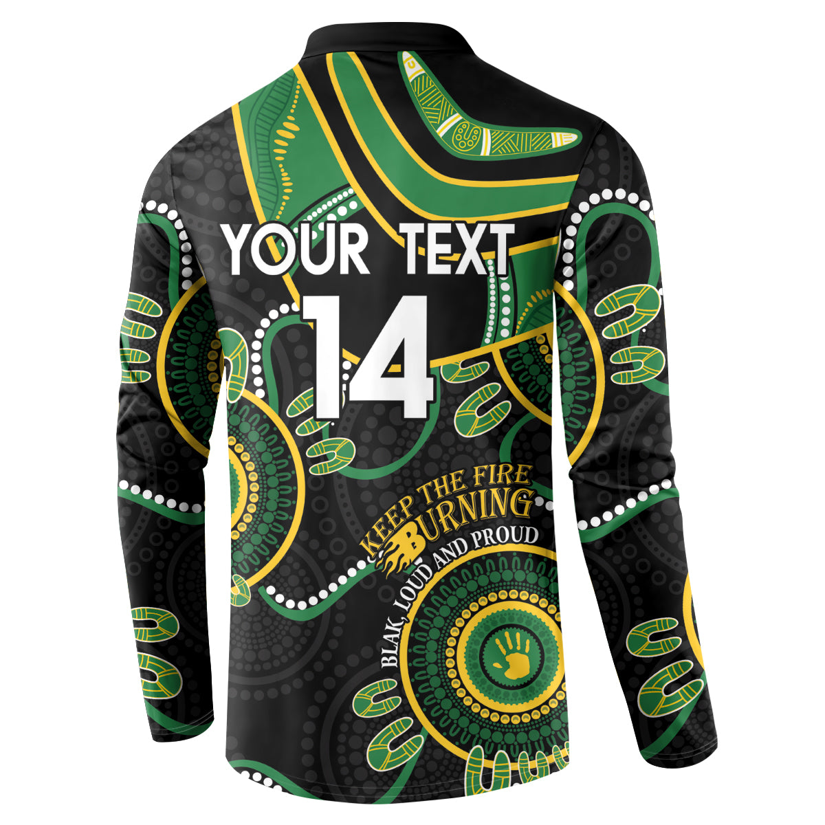 Custom Matildas NAIDOC Week Button Sweatshirt Australia Kangaroo Keep The Fire Burning - Black