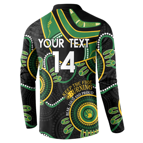 Custom Matildas NAIDOC Week Button Sweatshirt Australia Kangaroo Keep The Fire Burning - Black