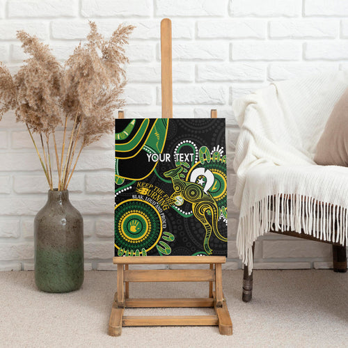 Custom Matildas NAIDOC Week Canvas Wall Art Australia Kangaroo Keep The Fire Burning - Black