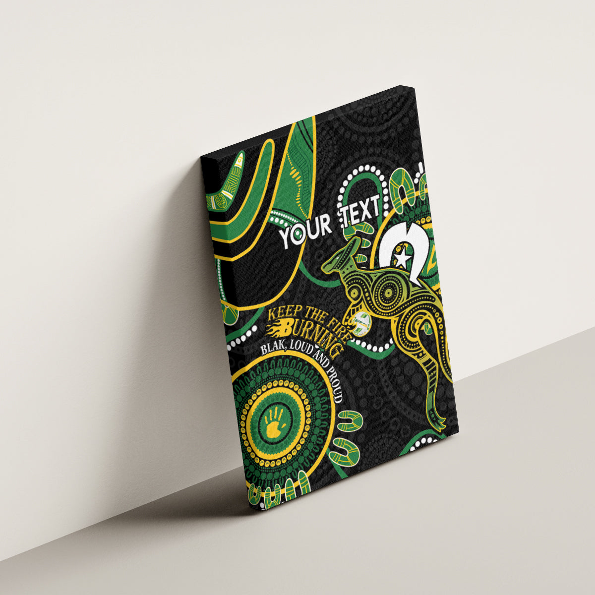 Custom Matildas NAIDOC Week Canvas Wall Art Australia Kangaroo Keep The Fire Burning - Black
