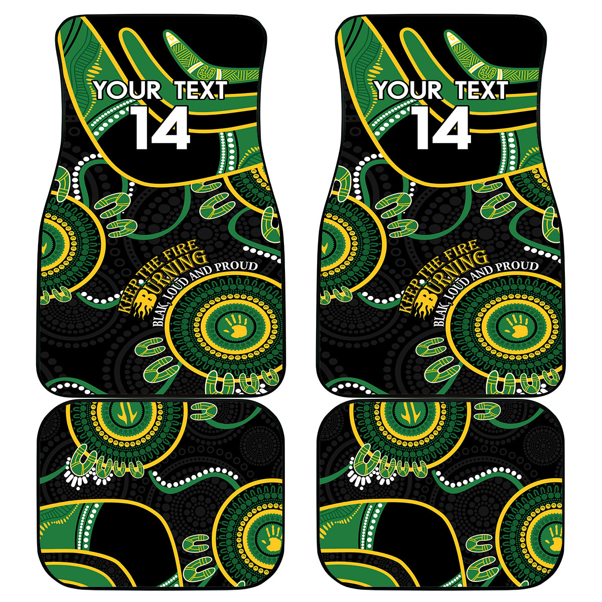 Custom Matildas NAIDOC Week Car Mats Australia Kangaroo Keep The Fire Burning - Black