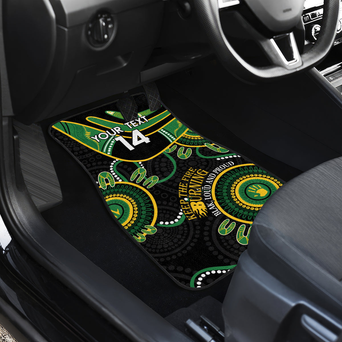 Custom Matildas NAIDOC Week Car Mats Australia Kangaroo Keep The Fire Burning - Black