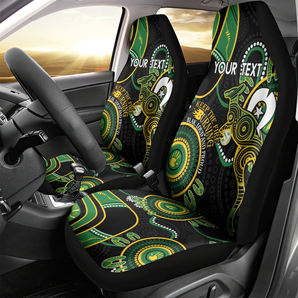 Custom Matildas NAIDOC Week Car Seat Cover Australia Kangaroo Keep The Fire Burning - Black