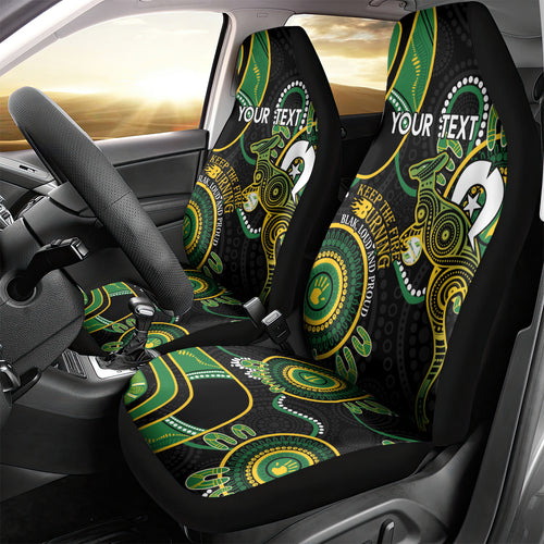 Custom Matildas NAIDOC Week Car Seat Cover Australia Kangaroo Keep The Fire Burning - Black