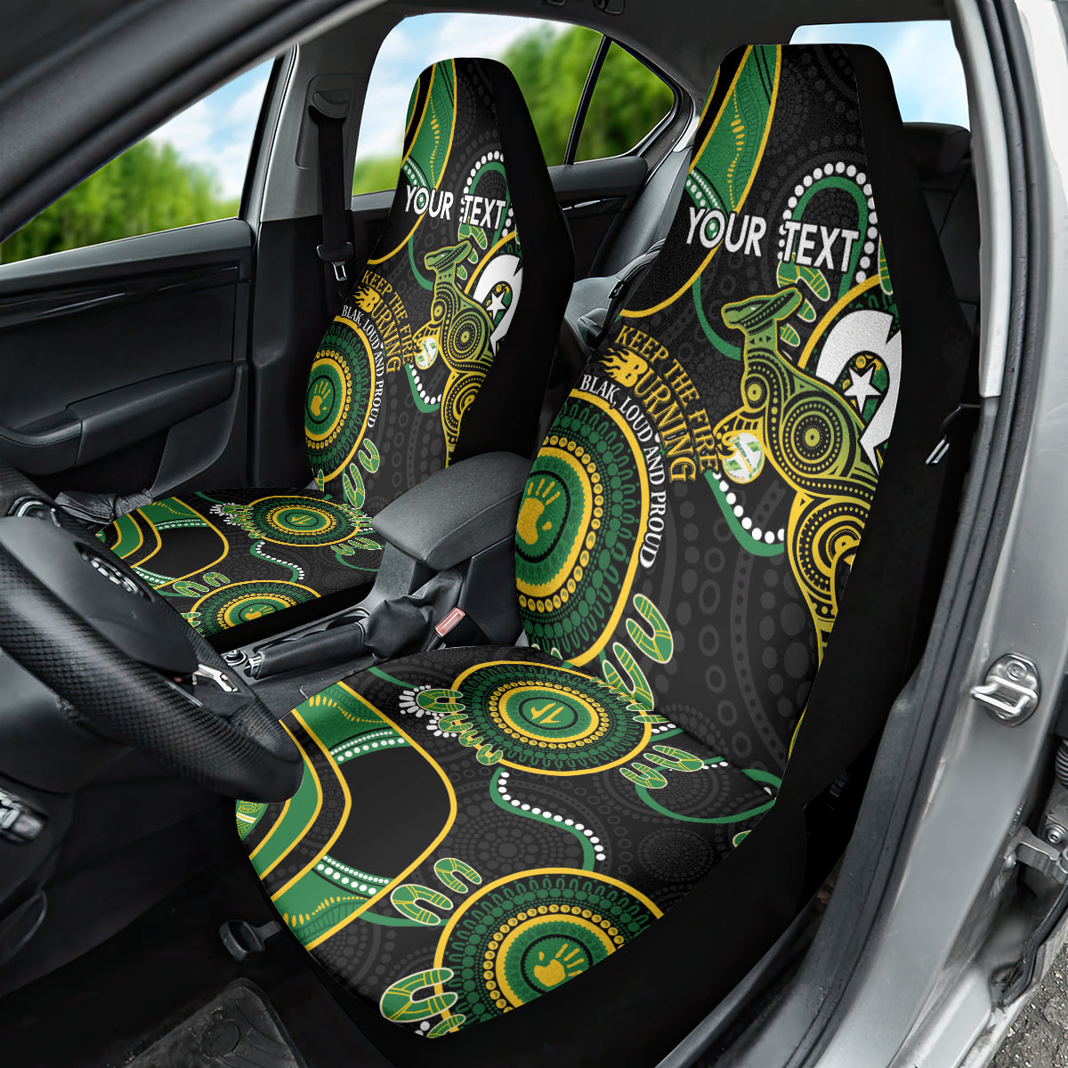 Custom Matildas NAIDOC Week Car Seat Cover Australia Kangaroo Keep The Fire Burning - Black