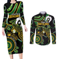 Custom Matildas NAIDOC Week Couples Matching Long Sleeve Bodycon Dress and Long Sleeve Button Shirt Australia Kangaroo Keep The Fire Burning - Black