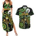 Custom Matildas NAIDOC Week Couples Matching Summer Maxi Dress and Hawaiian Shirt Australia Kangaroo Keep The Fire Burning - Black