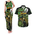 Custom Matildas NAIDOC Week Couples Matching Tank Maxi Dress and Hawaiian Shirt Australia Kangaroo Keep The Fire Burning - Black