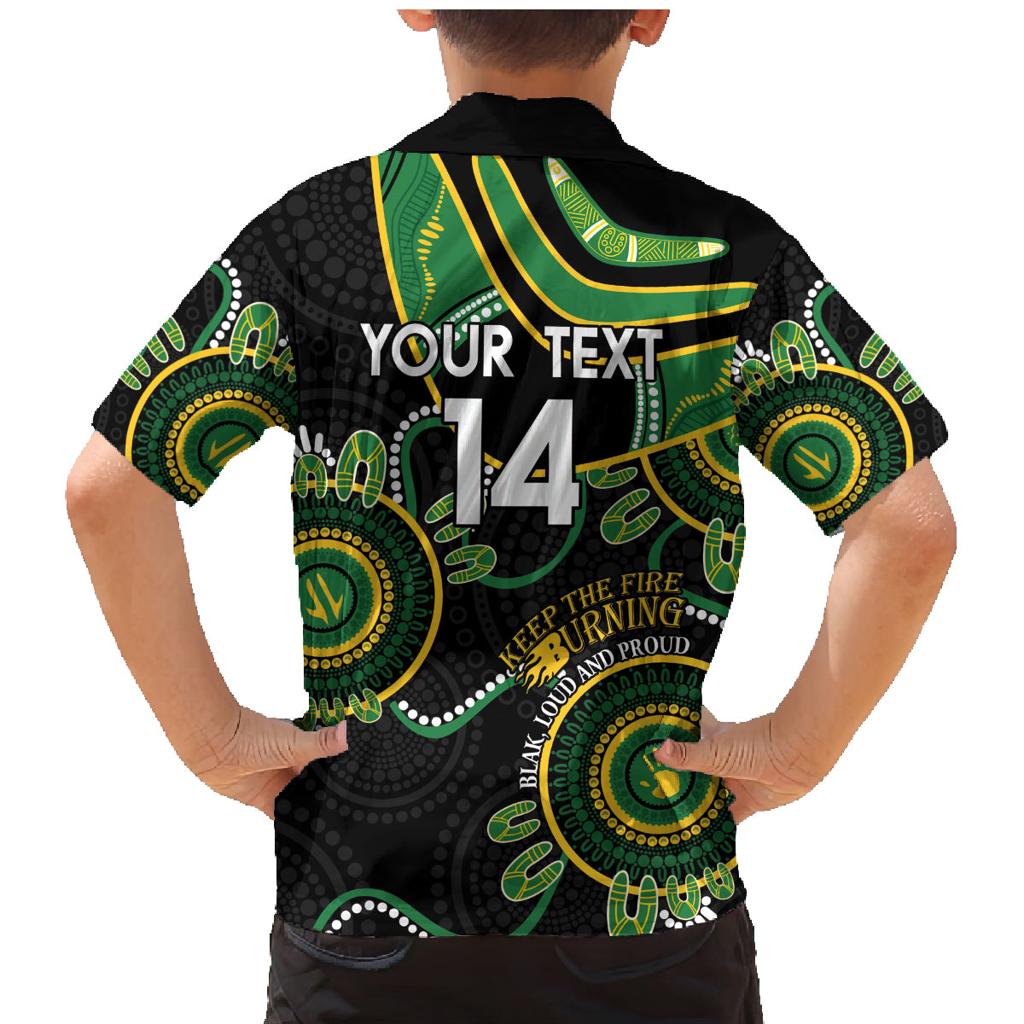 Custom Matildas NAIDOC Week Family Matching Mermaid Dress and Hawaiian Shirt Australia Kangaroo Keep The Fire Burning - Black