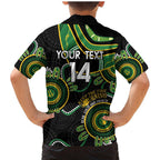 Custom Matildas NAIDOC Week Family Matching Mermaid Dress and Hawaiian Shirt Australia Kangaroo Keep The Fire Burning - Black