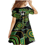 Custom Matildas NAIDOC Week Family Matching Mermaid Dress and Hawaiian Shirt Australia Kangaroo Keep The Fire Burning - Black