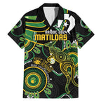 Custom Matildas NAIDOC Week Family Matching Mermaid Dress and Hawaiian Shirt Australia Kangaroo Keep The Fire Burning - Black