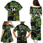 Custom Matildas NAIDOC Week Family Matching Puletasi and Hawaiian Shirt Australia Kangaroo Keep The Fire Burning - Black