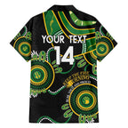 Custom Matildas NAIDOC Week Family Matching Short Sleeve Bodycon Dress and Hawaiian Shirt Australia Kangaroo Keep The Fire Burning - Black