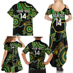 Custom Matildas NAIDOC Week Family Matching Summer Maxi Dress and Hawaiian Shirt Australia Kangaroo Keep The Fire Burning - Black