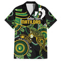 Custom Matildas NAIDOC Week Family Matching Tank Maxi Dress and Hawaiian Shirt Australia Kangaroo Keep The Fire Burning - Black