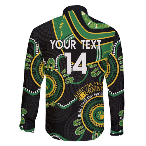Custom Matildas NAIDOC Week Family Matching Tank Maxi Dress and Hawaiian Shirt Australia Kangaroo Keep The Fire Burning - Black