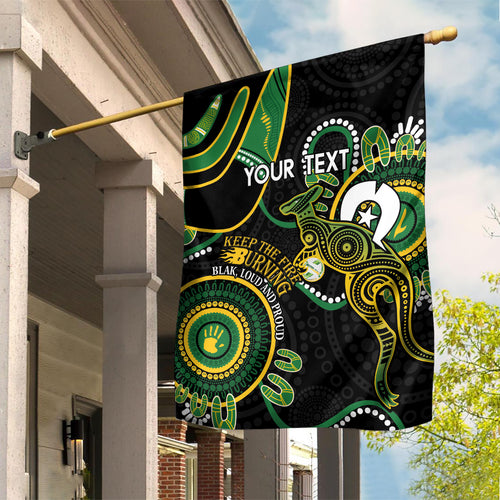 Custom Matildas NAIDOC Week Garden Flag Australia Kangaroo Keep The Fire Burning - Black