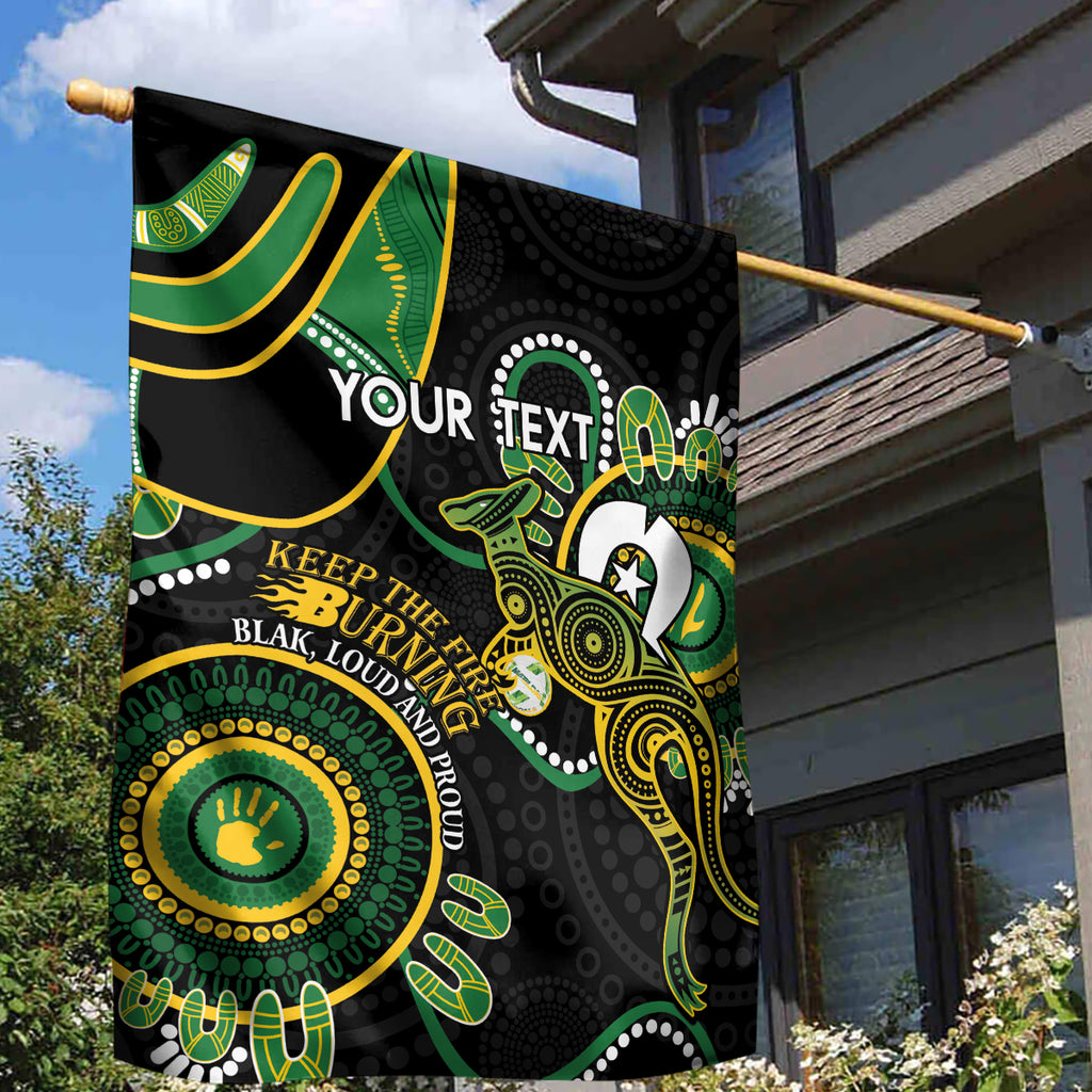 Custom Matildas NAIDOC Week Garden Flag Australia Kangaroo Keep The Fire Burning - Black