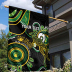 Custom Matildas NAIDOC Week Garden Flag Australia Kangaroo Keep The Fire Burning - Black