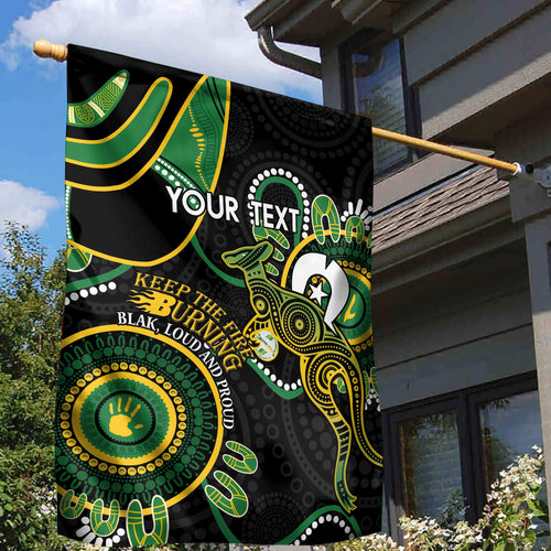 Custom Matildas NAIDOC Week Garden Flag Australia Kangaroo Keep The Fire Burning - Black