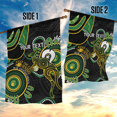 Custom Matildas NAIDOC Week Garden Flag Australia Kangaroo Keep The Fire Burning - Black