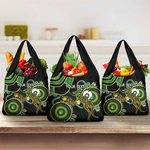 Custom Matildas NAIDOC Week Grocery Bag Australia Kangaroo Keep The Fire Burning - Black