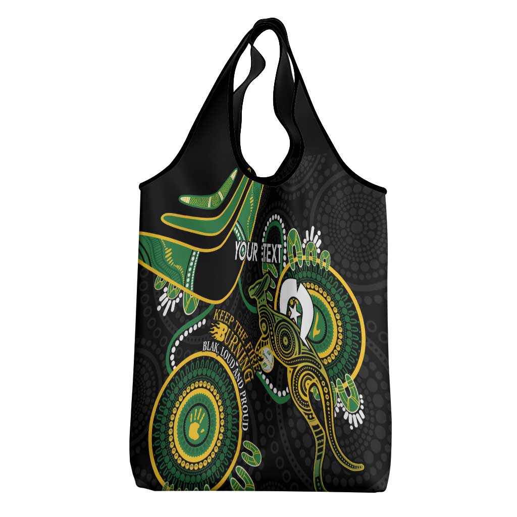 Custom Matildas NAIDOC Week Grocery Bag Australia Kangaroo Keep The Fire Burning - Black