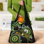 Custom Matildas NAIDOC Week Grocery Bag Australia Kangaroo Keep The Fire Burning - Black